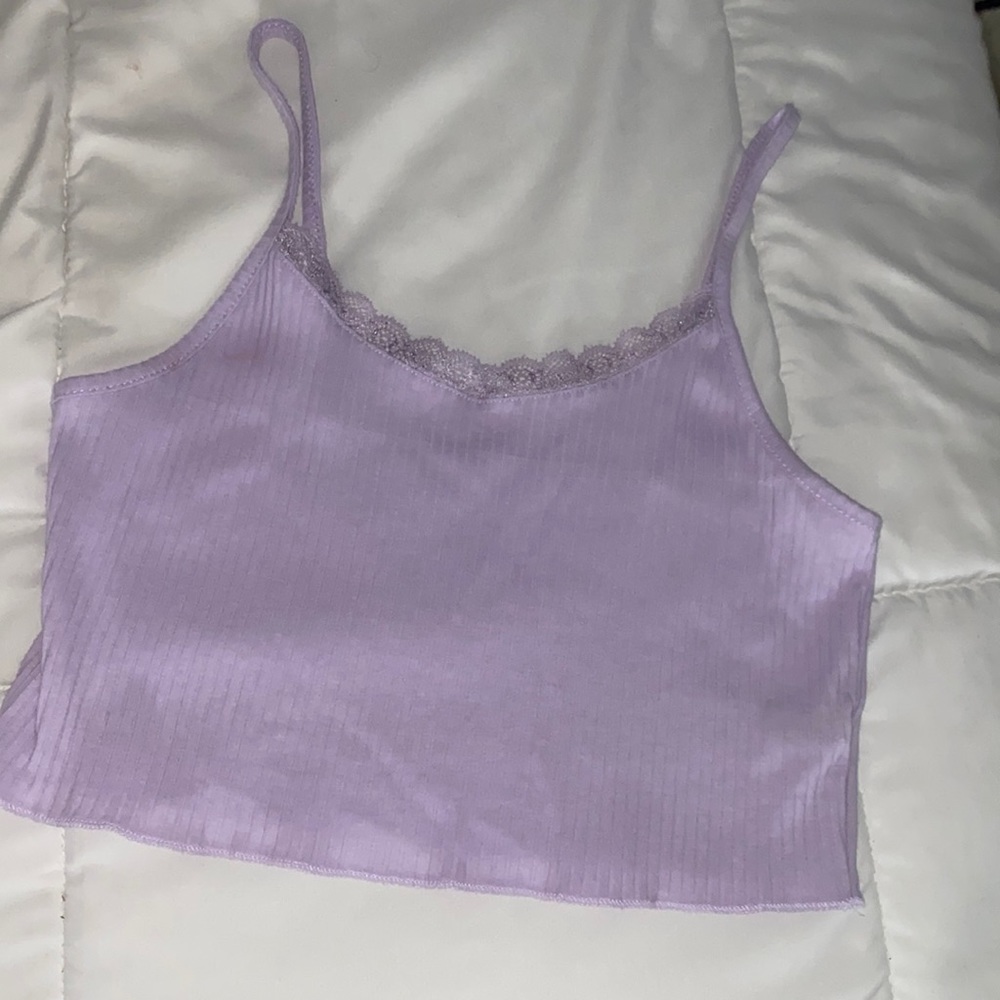 Lavender Purple Lace Cropped Tank